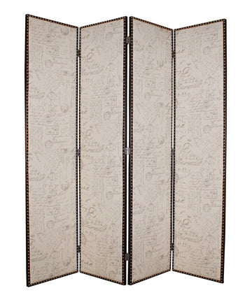 1 x 84 x 84 Tan Wood & Fabric Screen