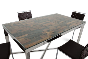 30inches Wood Steel and Glass Dining Table