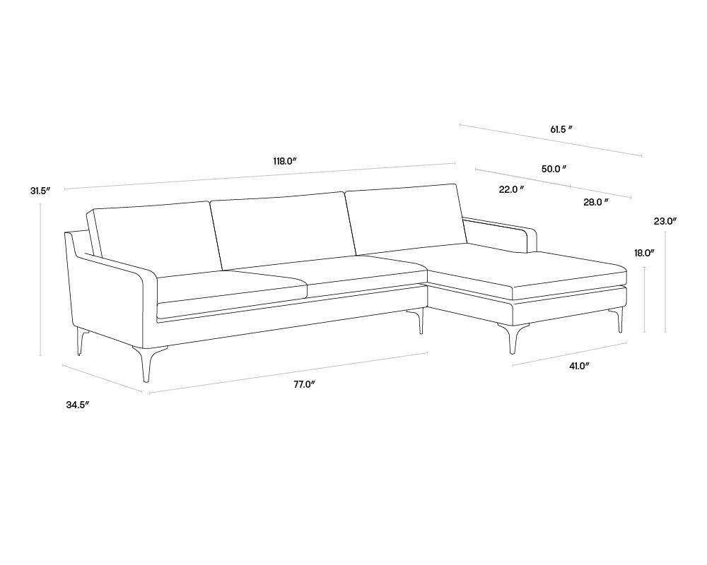 Buy Andie Sofa Chaise - Davis Dark Grey for Ultimate Comfort | Gibonae