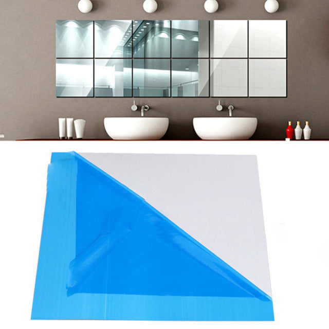 Mirror Tile Wall Sticker Square Self Adhesive