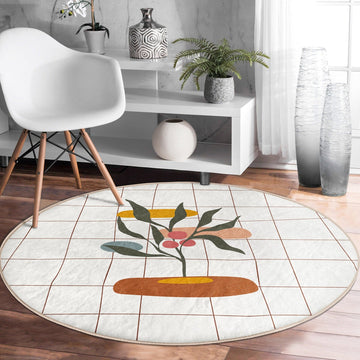 Colorful Round Abstract Rug