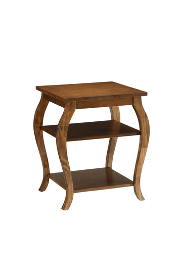 Walnut Finish Bow Leg Square End Table