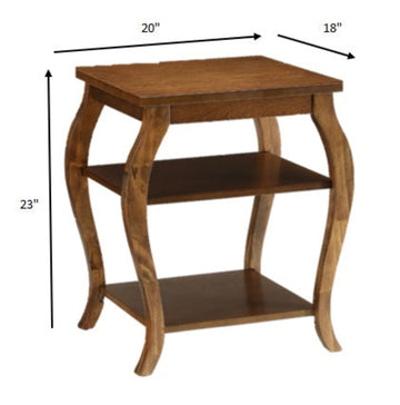 Walnut Finish Bow Leg Square End Table