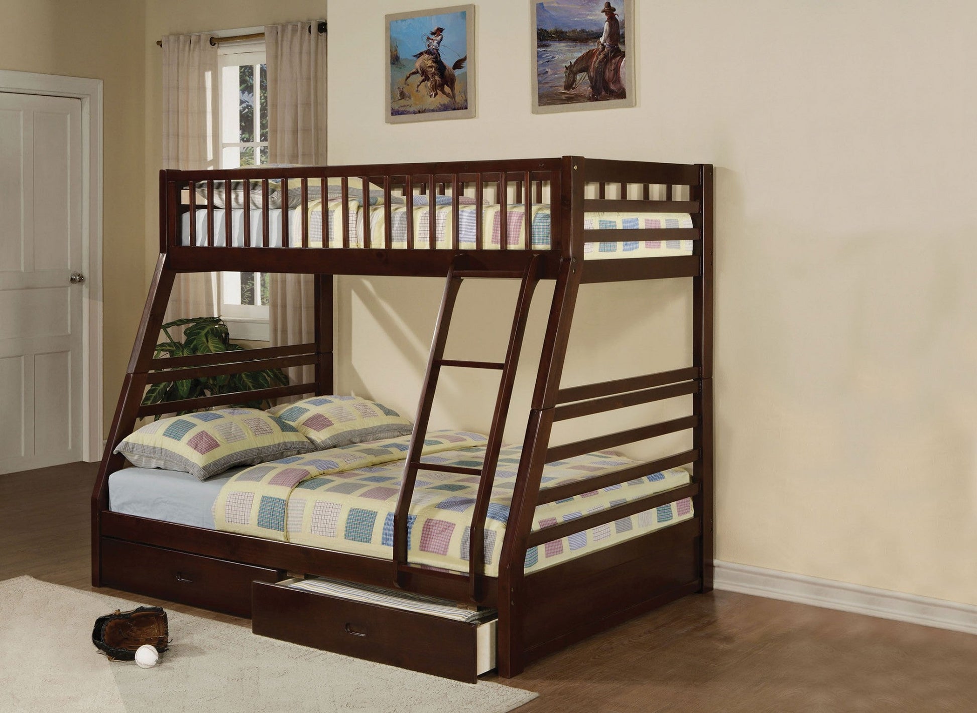 wooden bunk bed