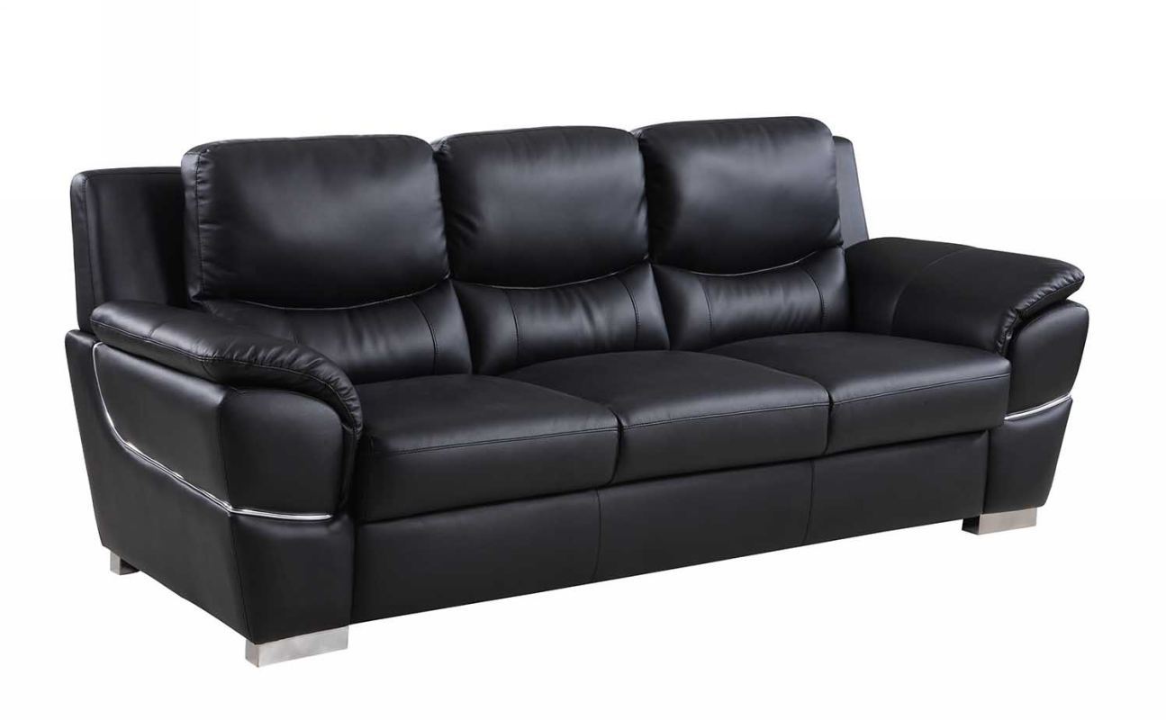 37inches Chic Black Leather Sofa