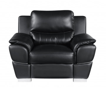 37inches Chic Black Leather Sofa