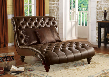 52inches X 70inches X 45inches 2Tone Brown PU Upholstery Wood Chaise