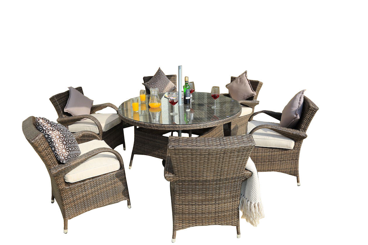 211inches X 55inches X 32inches Brown 7Piece Outdoor Dining Set with