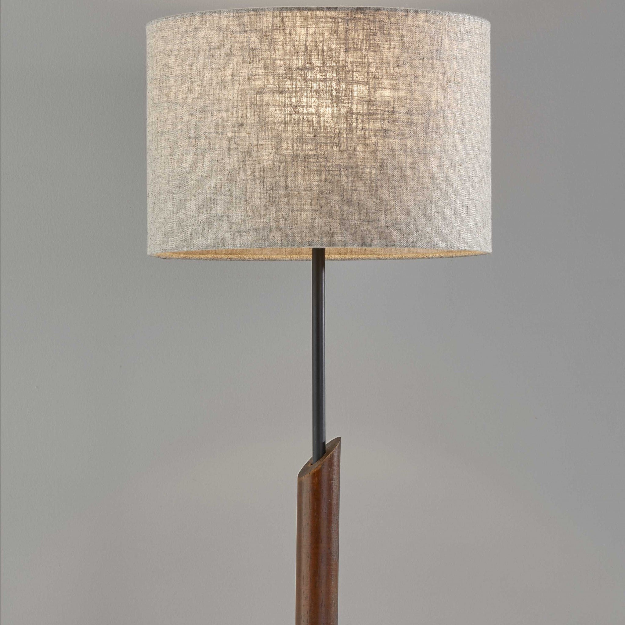 Sculptural Wood Black Metal Table Lamp