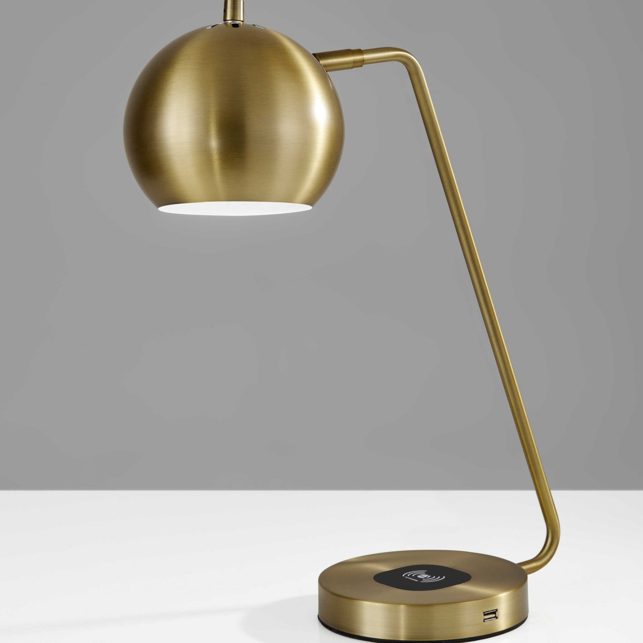 Buy Antiqued Brass Wireless Charging Station Desk Lamp for Stylish Efficiency | Gibonae