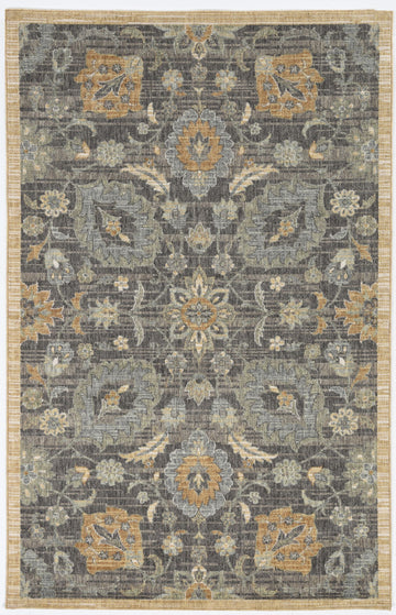 9inchesx13inches Taupe Machine Woven Vintage Floral Traditional Indoor