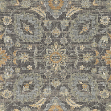 9inchesx13inches Taupe Machine Woven Vintage Floral Traditional Indoor