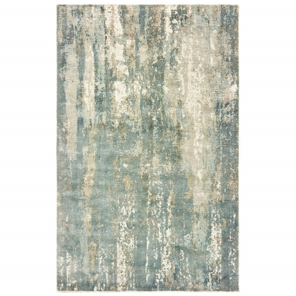 9inches x 12inches Blue and Gray Abstract Splash Indoor Area Rug