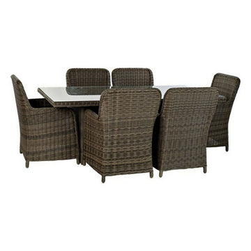 Table set with 6 chairs DKD Home Decor Steel Rattan