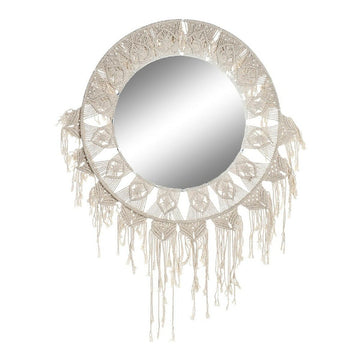 Home Decor Wood White Macrame Wall mirror