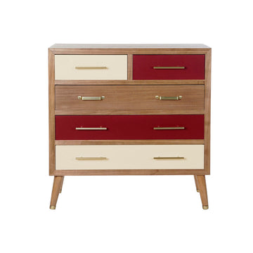 Chest of drawers DKD Home Decor Natural Metal Cream Maroon Paolownia