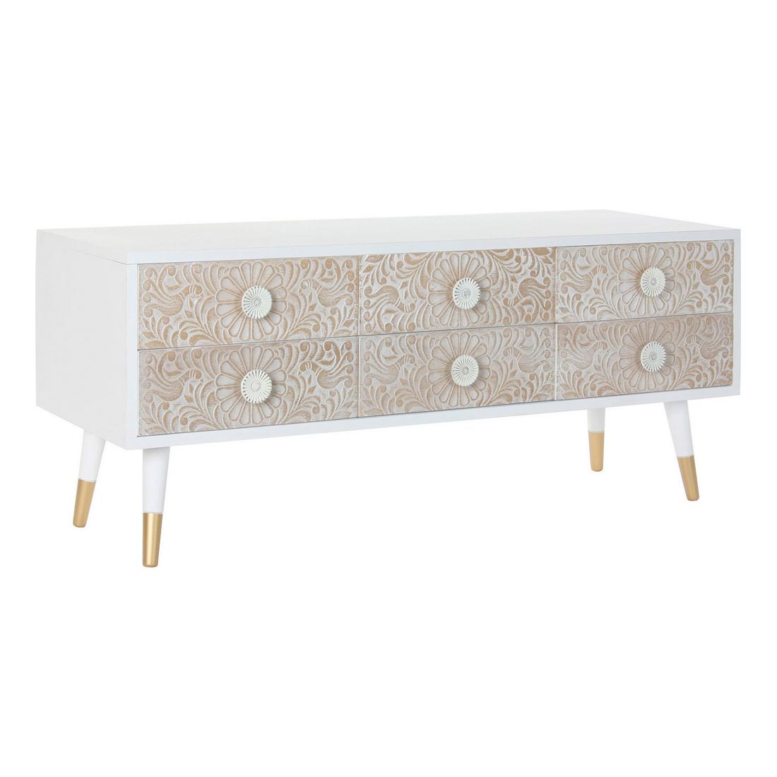 TV furniture DKD Home Decor Fir Golden White Light