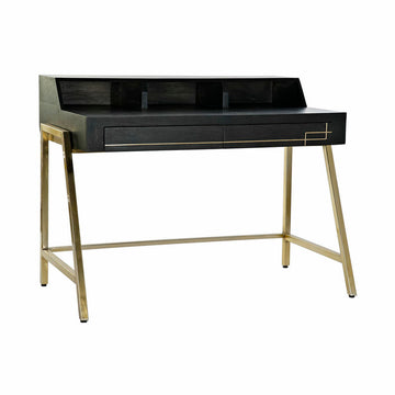 Desk DKD Home Decor Black Metal Golden Mango wood