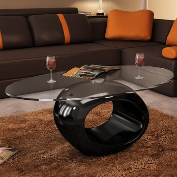 Coffee Table with Oval Glass