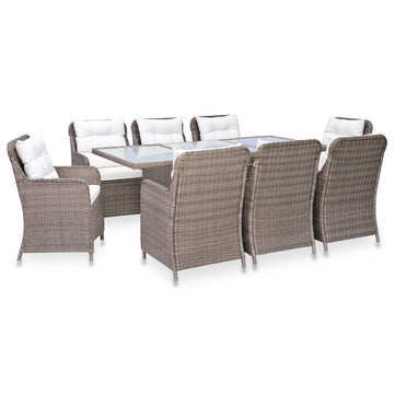 9 Piece Outdoor Dining Set Poly Rattan Black