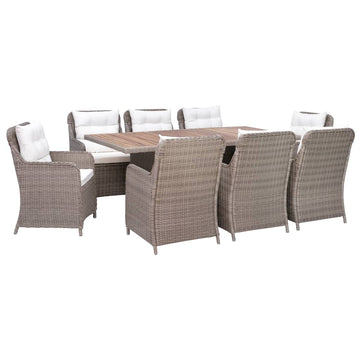 9 Piece Outdoor Dining Set Poly Rattan Black