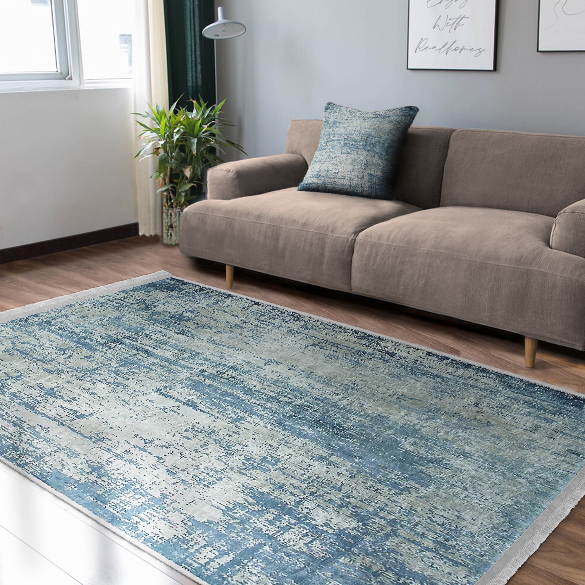 Blue Washable Area Rug