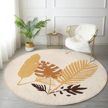 Fall Leaves Pattern Washable Round Rug