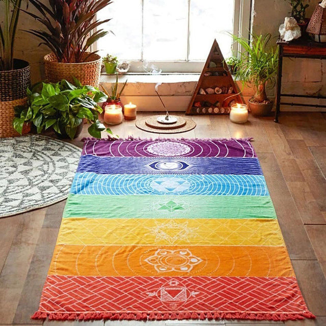 Rainbow Beach Mat Mandala Blanket