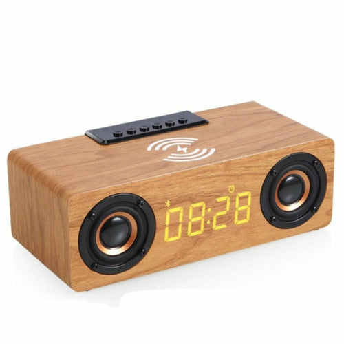 Wooden Wireless Charger Clock & Speaker