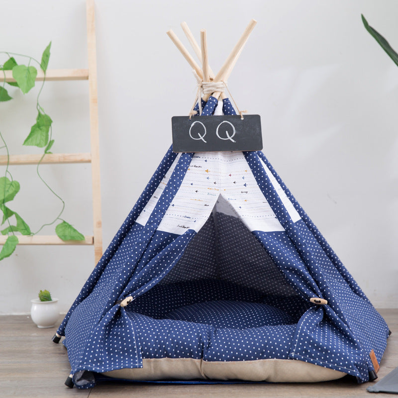 Pet Tent Small And Medium Dog Canvas Fabric Wooden Nest