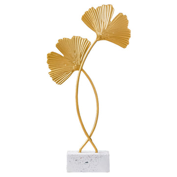 Nordic Marble Base Ginkgo Leaf Metal Ornaments Cabinet