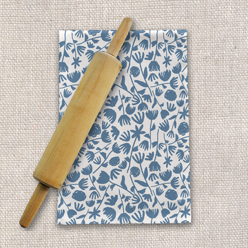 Light Blue Floral Tea Towel