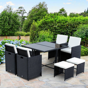 Outsunny 9 Pcs Garden Rattan Sofa Set w/ Removable Cushion Outdoor