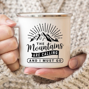 Mountain Logo Wanderlust Camping Enamel Mug