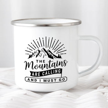 Mountain Logo Wanderlust Camping Enamel Mug