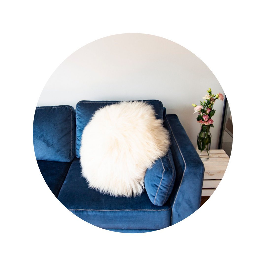 Decorative Round Furry Pillow.