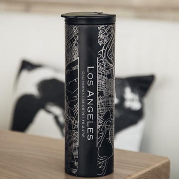 Los Angeles California Map Tumbler in Matte Black