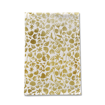 Gold Ink Floral Tea Towel